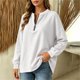 thumbnail image 4 of Neewe Women's Plain Long Sleeve Top Fall 1/4 Zipper Tops Loose Ladies Casual Fashionable Top Pullover, 4 of 7