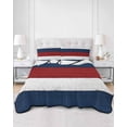 thumbnail image 3 of Red Navy Blue Stripe Twin Size Down Alternative Comforter, Lightweight Comforter Quilt Bedding Set with Pillow Shams Retro Farmhouse Striped Vintage All Seasons Bed Comforter Duvet Insert 68"x86", 3 of 7