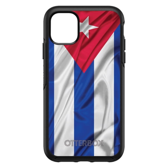 DistinctInk OtterBox Symmetry Custom Case for Apple iPhone 15 (6.1" Screen) - Red White Blue Cuban Flag Cuba - Slim Profile Design