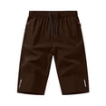 thumbnail image 5 of Men's Hiking Capri Pants 3/4 Joggers Gym/Workout Below Knee Long Shorts Lightweight Quick Dry Elastic Waist with Zipper Pockets and Drawstring Brown, 5 of 9