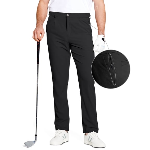 Men's Golf Dress Pants 31" Quick Dry Lightweight Straight Fit Stretch Work Casual Pants Breathable with 5 Pockets Black 32