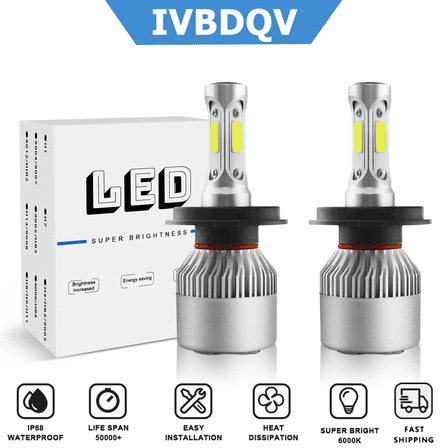 H4/9003 LED Headlight High/Low Beam Super Bright White Bulb Replacement Kit 2Pcs