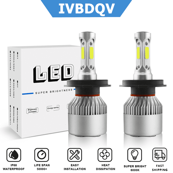 H4/9003 LED Headlight High/Low Beam Super Bright White Bulb Replacement Kit 2Pcs