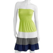 Angle View: Juniors Plus Smocked Strapless Color Block Dress