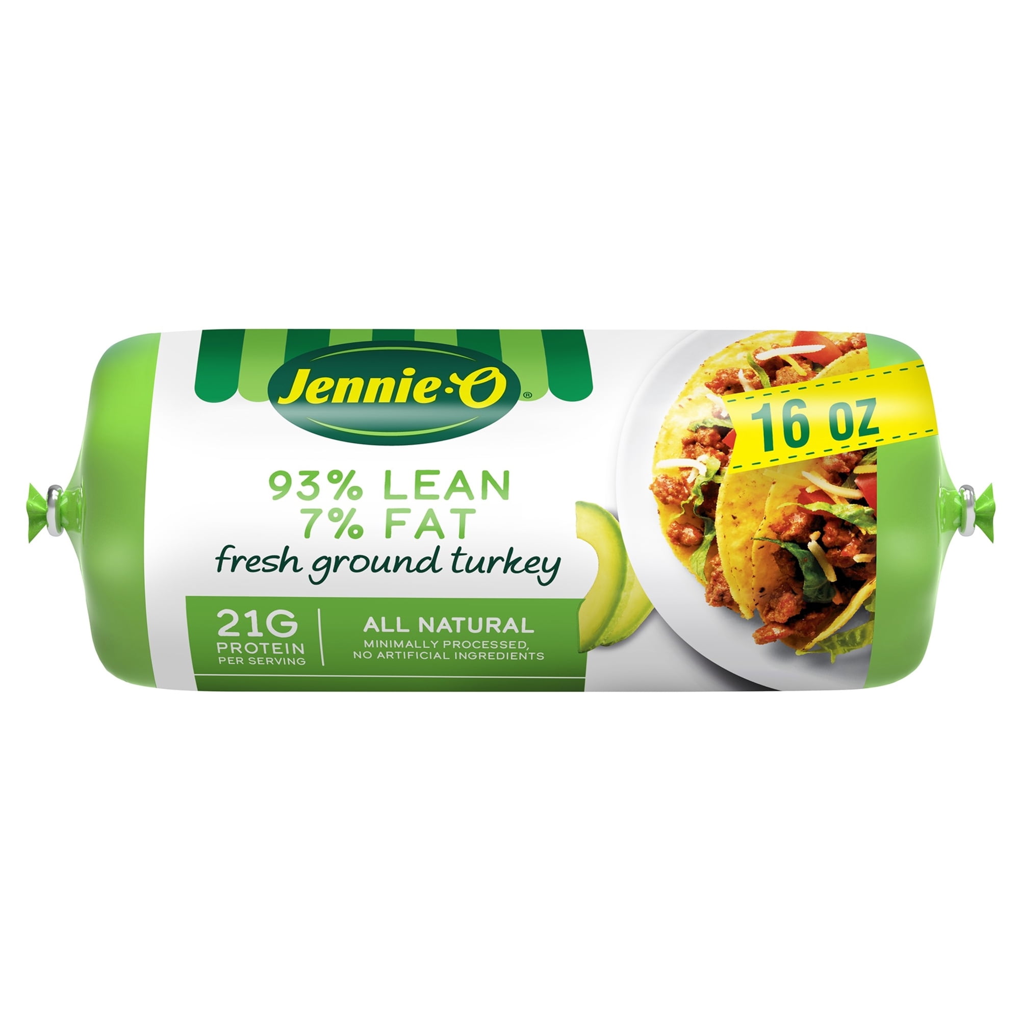 JENNIE-O Fresh Lean Ground Turkey, 93% Lean/7% Fat, All Natural, Refrigerated, 16 oz Plastic Roll