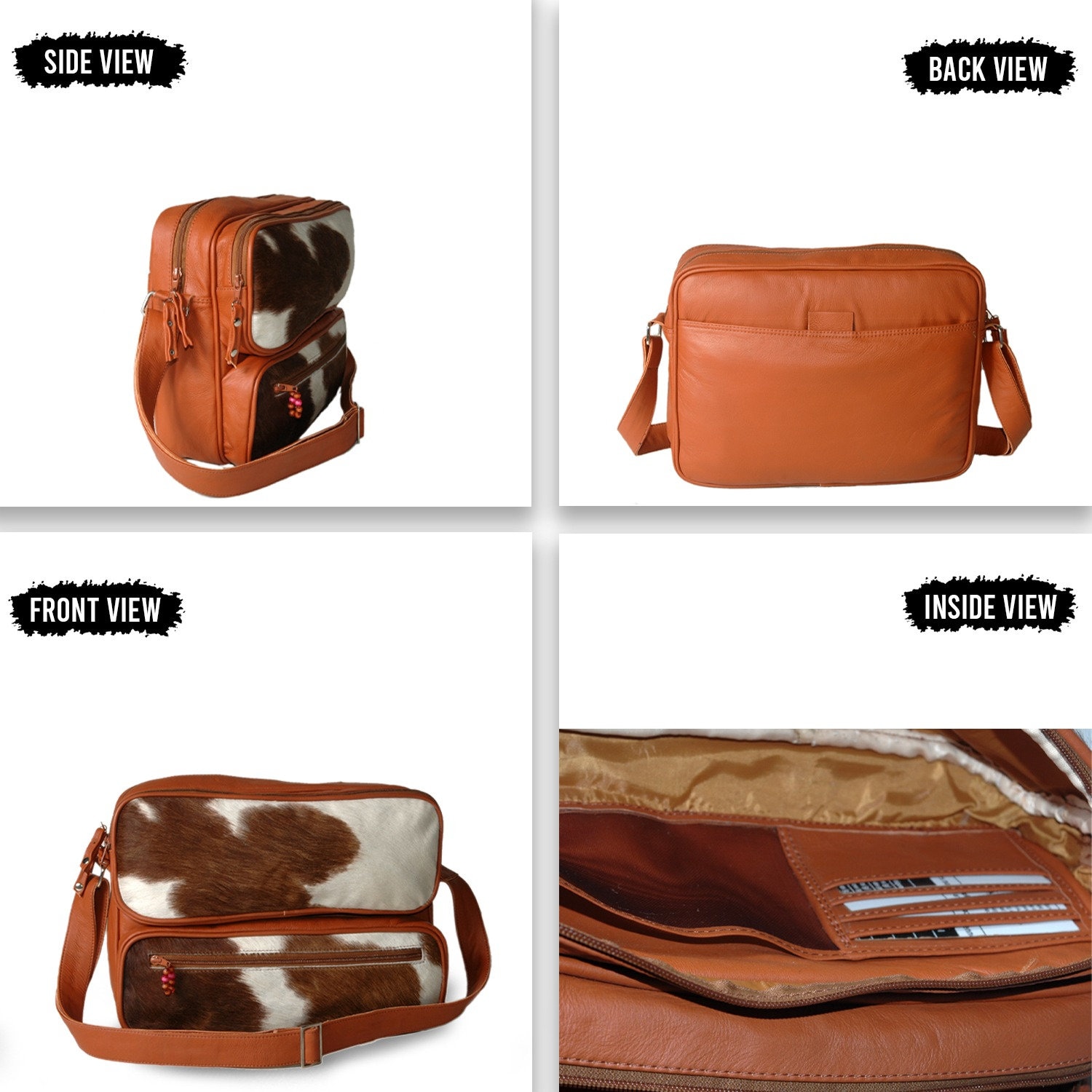 Unisex Briefcase Business Animal Print Cowhide Cowhide Leather Hair On Laptop Bag Messenger Bag Hair On Bag, Cowhide Bag. DSC-0741