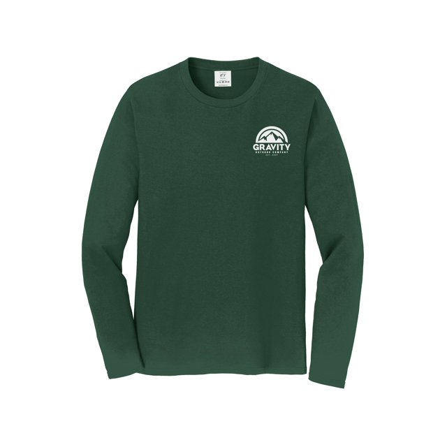 Gravity Outdoor Co. Chemise à Manches Longues - Vert Forêt - Logo Blanc - G