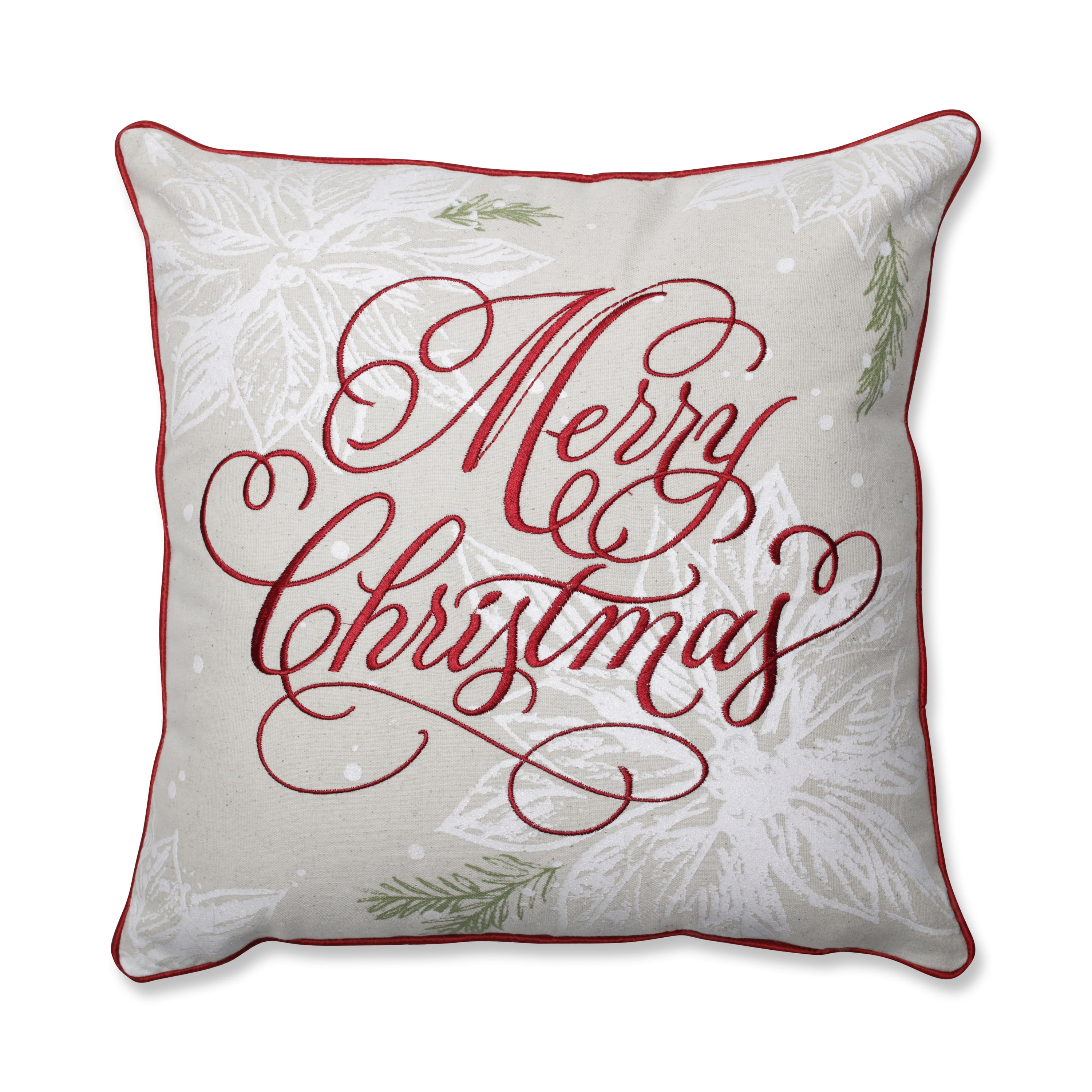 Pillow Perfect Merry Christmas Red 17inch Throw Pillow