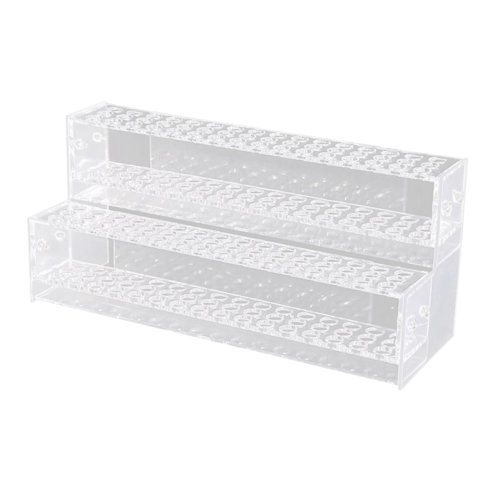 SunniMix Clear Pen Display Stand Multi Slots Pen Holder for Desk for Eyebrow Pens Colored 2 Layer 96 Holes