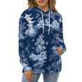 thumbnail image 4 of Chinoiserie Pagoda Dark Blue 3D Print Hoodie Men Women Autumn Thin Pullover Sweatshirt Vintage Streetwear Tops, 4 of 6
