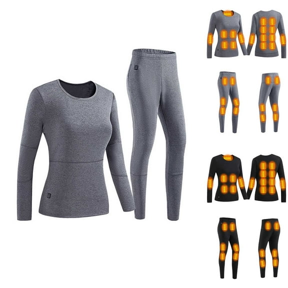 APEXFWDT Thermal Underwear Set Women Plus Size Heated Long Underwear Johns Base Layer Sets with 22 Heating Areas for Home Indoors, Outdoors, Sports