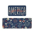 thumbnail image 2 of 2 Pieces 4th of July Kitchen Rugs Independence Day Decorative Floor Mats Kitchen Dirt Counteractive Floor Mats Two Piece Set Bathroom Defend Slip Floor Mat Set Blue, 2 of 6