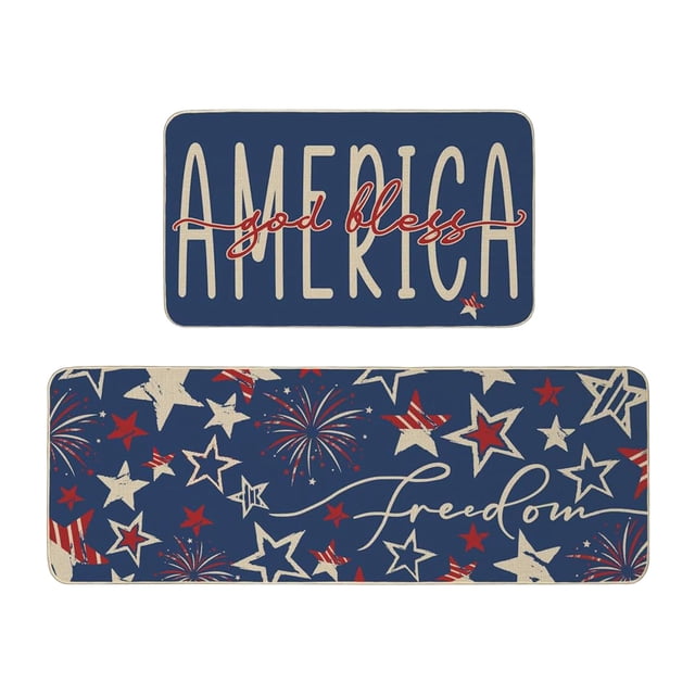 Independence Day Decorative Floor Mats Kitchen Dirt Counteractive Floor Mats Two Piece Set Bathroom Defend Slip Floor Mat Set