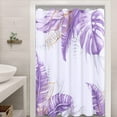 thumbnail image 4 of Floral Leaf Shower Curtain Plant Tropical Shower Curtain Bathroom Shower Curtain Set Linen Textured Fabric Bath Curtain Neutral Blue Shower Curtains for Beach Hotel Bathtubs with 12 Hooks, 72x72 Inch, 4 of 6