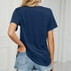 thumbnail image 4 of Camisa casual sencilla azul marino para mujer para uso diario y compras, talla M, camiseta de manga corta con cuello en V, 4 of 6