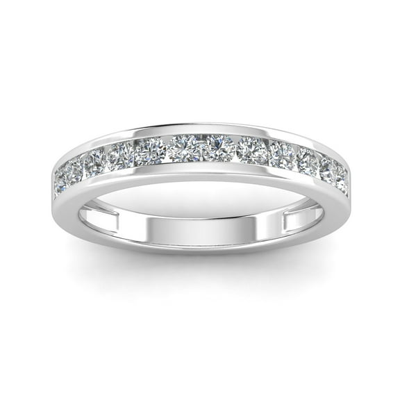 Certified 3/4 Carat TW Diamond Channel Set Wedding Band in 10k White Gold (F-G, I2-I3)
