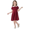 thumbnail image 4 of RMGVDSD Girl's Dress Short Sleeve Casual Vintage Collar Fit Dresses School Style Children's Summer A-Line Skater Party Dress Sundress Casual, 4 of 8