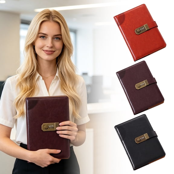 Diary with Lock A5 PU Leather Journal with Lock Vintage Locks Journal Password Notebook Locks Diary Planner Organizer for Men Women Single