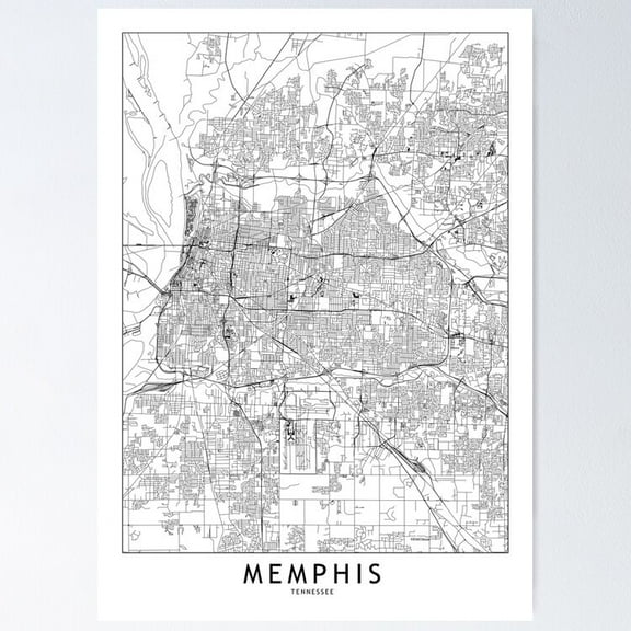 POSTER Memphis White Map Poster UNFRAMED, 12x18