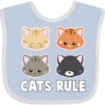 thumbnail image 3 of Inktastic Cats Rule with Cat Heads Boys or Girls Baby Bib, 3 of 4