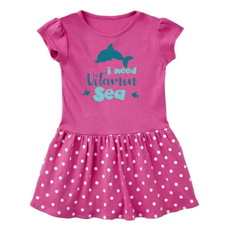 

Inktastic I Need Vitamin Sea Dolphin Fishes - Blue Gift Toddler Girl Dress