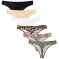 thumbnail image 1 of Femmes 6 Pack Strings Sans Couture Sous-Vêtements Soie Glacée Confortable GString Culotte, 1 of 4