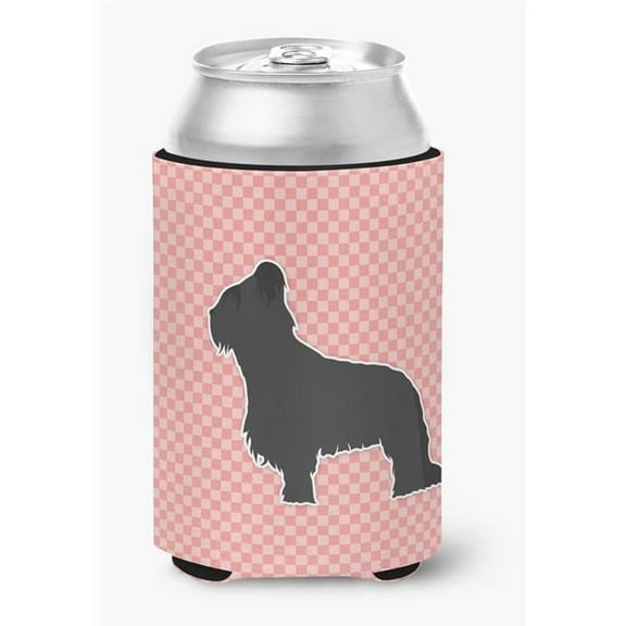 Briard Checkerboard Pink Can or Bottle Hugger