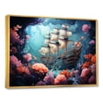 thumbnail image 2 of Designart "Pirate Ship As An Underwater Memory" Coastal Coral Under Water Floater Framed Wall Decor, 2 of 5