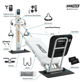 GR8FLEX High Performance Gym Pearl White XL Model with Total Over 100 Workout Exercises