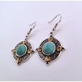 thumbnail image 4 of Round Turquoise Silver Dangle Earrings RTSDE2, 4 of 9