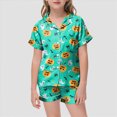 thumbnail image 2 of HCNTES Girls Halloween Pajamas Girls Halloween Pajamas 2 Piece Pumpkin Ghost Sleepwear Short Sleeve Jammies for Kids Button-Down Nightwear Girl Pjs, 2 of 5