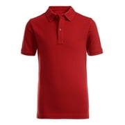 CHAPS Boys School Uniform Short Sleeve Double Pique Polo Shirt With Stretch, Sizes 2T-20 & Husky