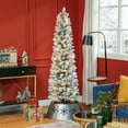 thumbnail image 2 of HOMCOM 6 Foot Snow Flocked Artificial Pencil Christmas Tree with Lights, 2 of 10