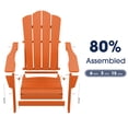 thumbnail image 4 of Wulful Folding Plastic HDPE Patio Adirondack Chair, Orange, 4 of 5