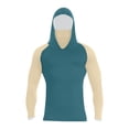 thumbnail image 2 of Sun Protection Shirts for Men Color Block UV UPF 50+ Hooded Fishing Shirt Summer Hiking Rash Guards with Face Cover, 2 of 4