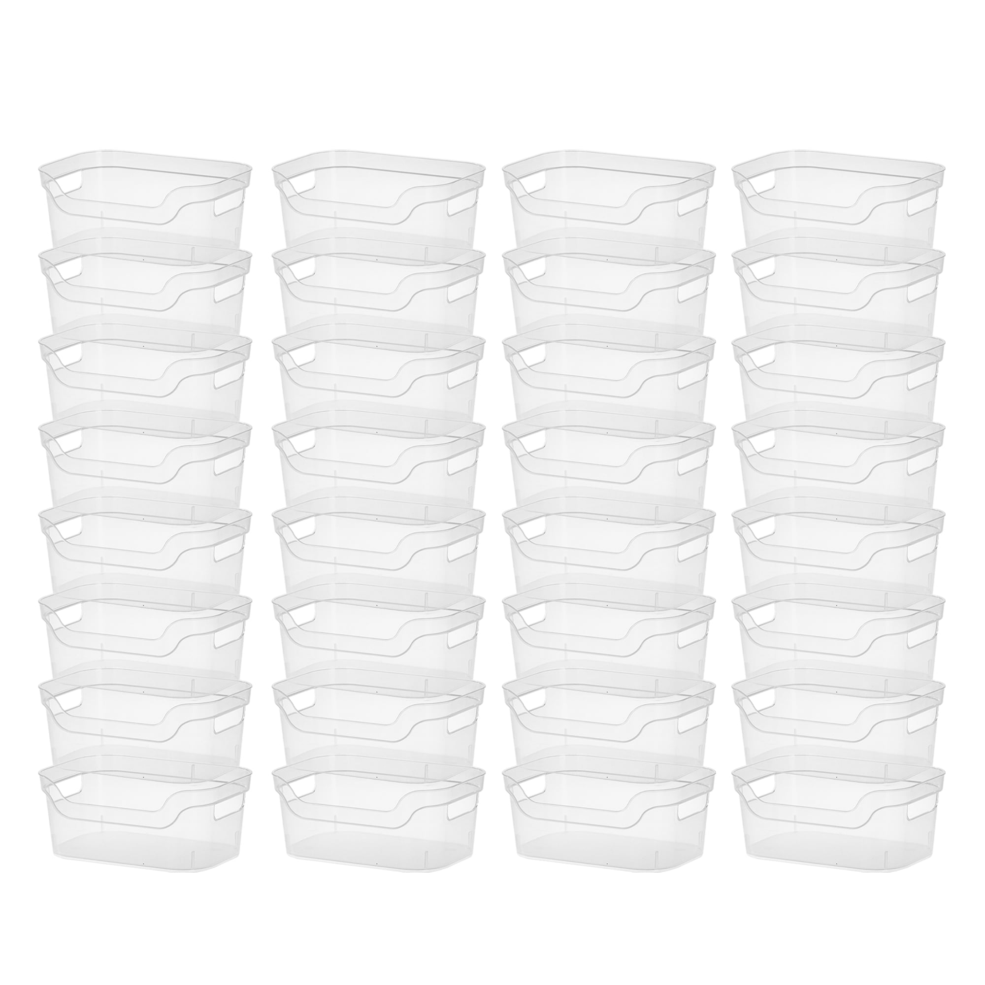 Sterilite 5.25x9.5x13 In Medium Polished Open Scoop Front Storage Bin w/  Comfortable Carry Through Handles for Household Organization, Clear (8  Pack)