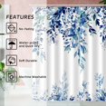 thumbnail image 3 of Deep Blue Eucalyptus Leaves Shower Curtain, Aesthetic Art Watercolor Plant Floral Leaf Bathroom Decor, Waterproof Fabric Shower Curtain Set with Hooks 72x72 Inches, 3 of 5