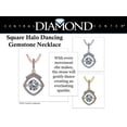 thumbnail image 3 of Square Halo Dancing Stone Necklace Silver & CZ with 0.8mm 22" Adj Box Chain- Yellow Gold Plated, 3 of 7