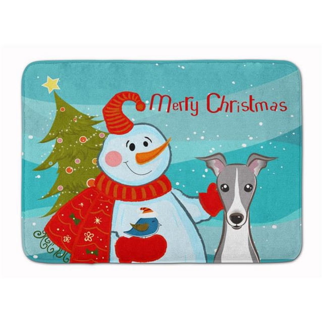 Carolines Treasures BB1856RUG Snowman with Italian Greyhound Machine Washable Memory Foam Mat