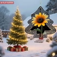 thumbnail image 4 of Vibrant Metal Hanging Christmas Tree Wind Spinner - Geometric Design with Sunflower Motif Concentric Circles & Festive Golden Dots, 4 of 7