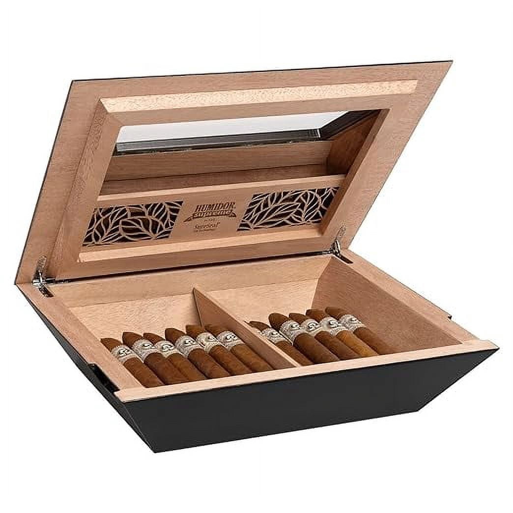 Humidor Supreme Aria Glass Top Viewing Window, Holds 40-80 Cigars