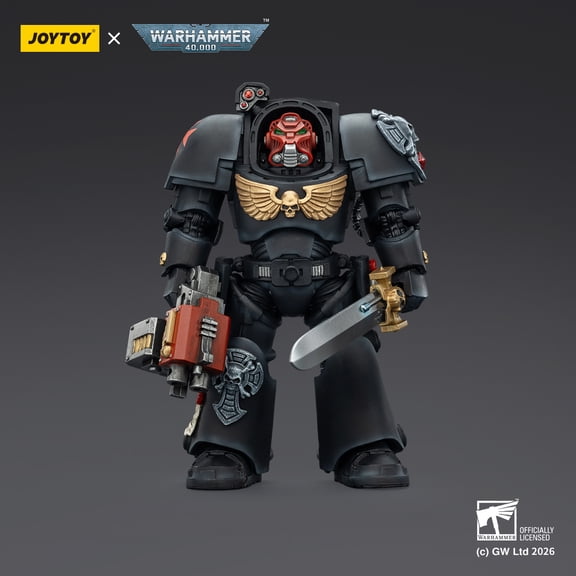 JOYTOY Action Figures Warhammer 40K Terminator Squad 1/18 Movable Model Collectible Figurine Ages 15+ (Black Templars Terminator 1 with Power Sword and Storm Bolter)