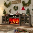 thumbnail image 5 of Merluxy 97" Farmhouse Fireplace TV Stand, Entertainment Center with Large Storage Space and Adjustable Shelf for Living Room, Rustic Brown, 5 of 8