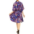 thumbnail image 4 of HAPPY BAY Women's Summer Loungewear Relaxed Fit Caftan Mini Casual Sundress 2X-3X Sapphire, Hawaiian, 4 of 4