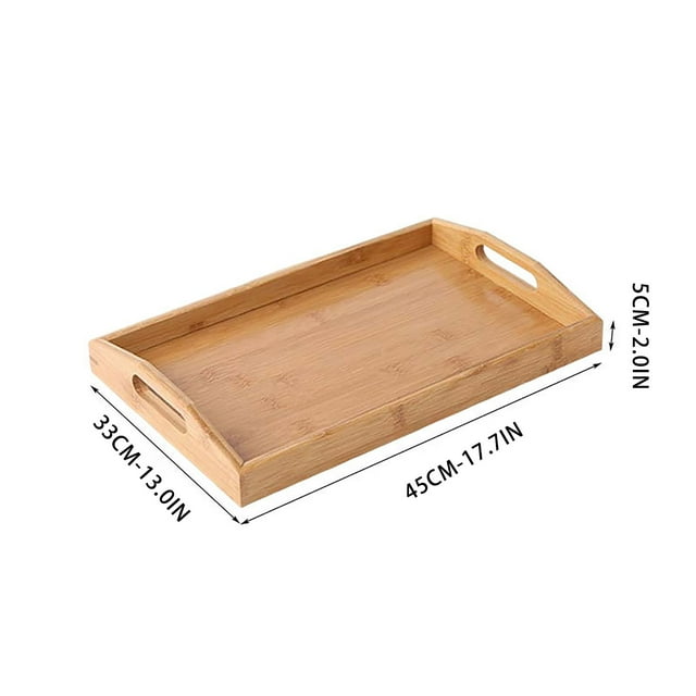 Xihbxyly Bandeja de Madera para Servir, Hecha de Bambú, con Relieve para Evitar Derrames, Ideal para Desayuno, Té y Aperitivos, Multiusos, Sostenible y Ecológica, Fácil de Limpiar, 1 Pieza, Tamaño Co