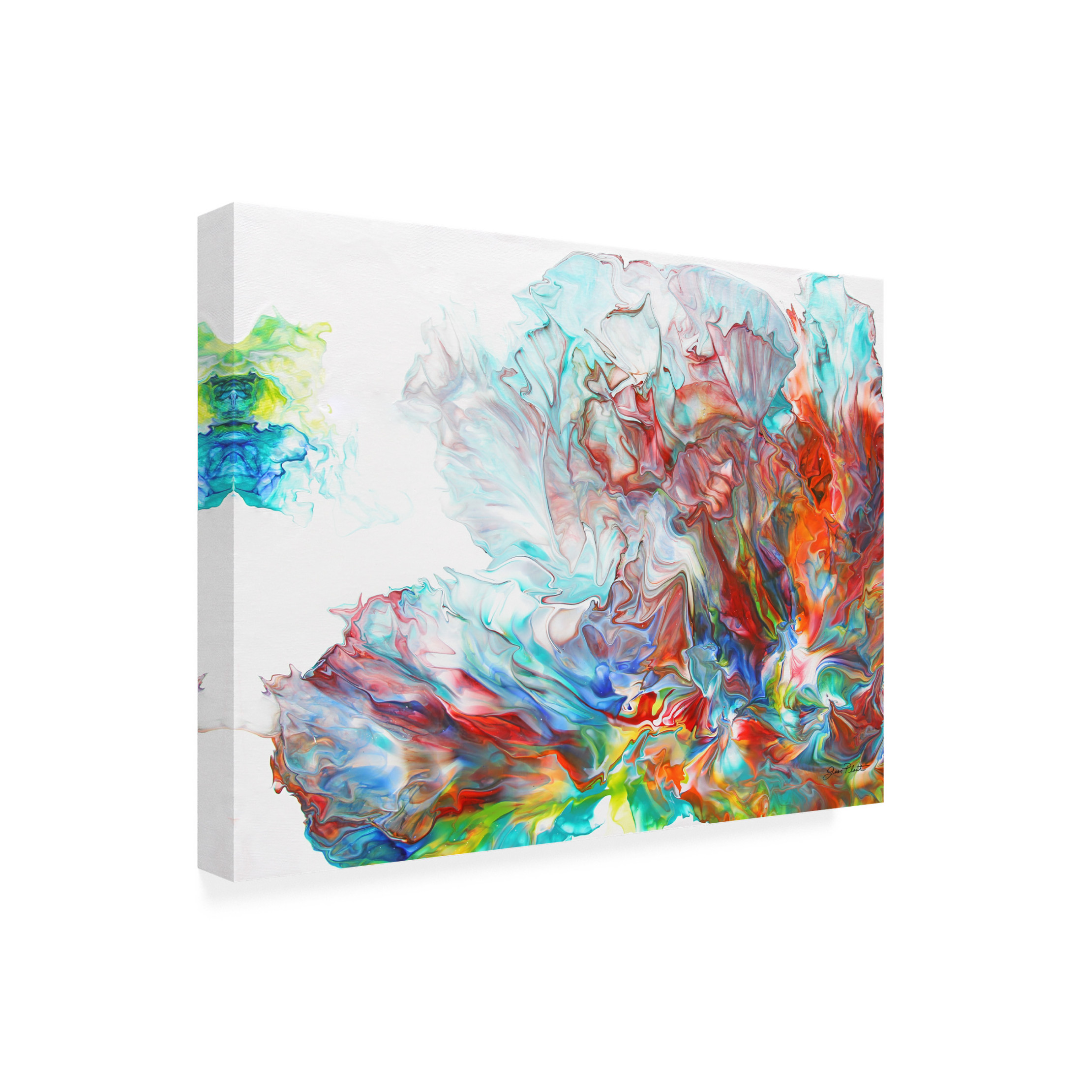 Canvas Wall Art - Jean Plout 'Abstract Pouring J' Wall Art for Living Room, Bedroom, or Office Décor by Trademark Fine Art - 47 x 35 Inches