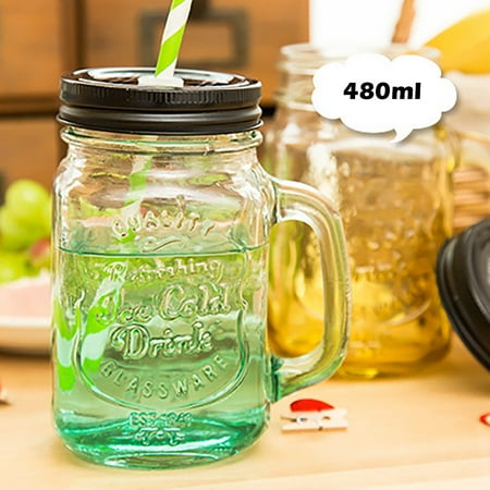 

TANGNADE Mason Jar Glass Summer Style Design Cup With Household Drinking Coffee Cup Vintage Glass Tea Cups Green
