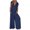 Blue, variant on ZZwxWA Plus Size Jumpsuit for Curvy Women Women'S Solid Color Short-Sleeved Casual Wide-Leg Jumpsuit with Button Pockets Jumpsuits for Women up to 50% Off