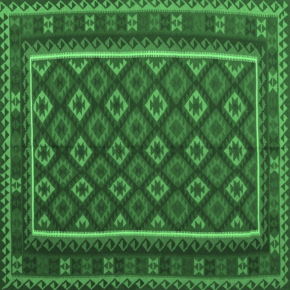 Ahgly Company Indoor Square Oriental Emerald Green Traditional Area Rugs, 6' Square