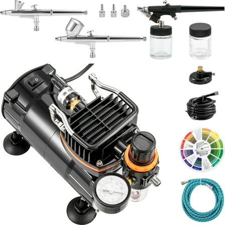 KFFKFF Airbrush Set, Professional Airbrushing Kit with Compressor, Versatile Dual-Action Gravity Feed Airbrushing System for Artwork, Nail Art, Biscuits, Tattoo Designs